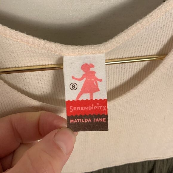 Matilda, Jane serendipity, olive green baby doll style dress girls, size 8 - Picture 11 of 11